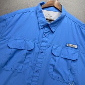 Realtree Fishing Shirt Mens 3XL Blue Polyester Short Sleeve Regatta Gear Vented